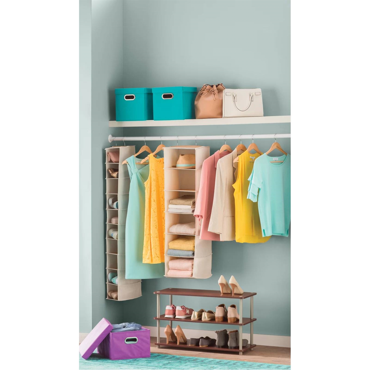 Dark Cherry 3-Shelf Modern Shoe Rack - Holds up to 12 Pair of Shoes - Image 4