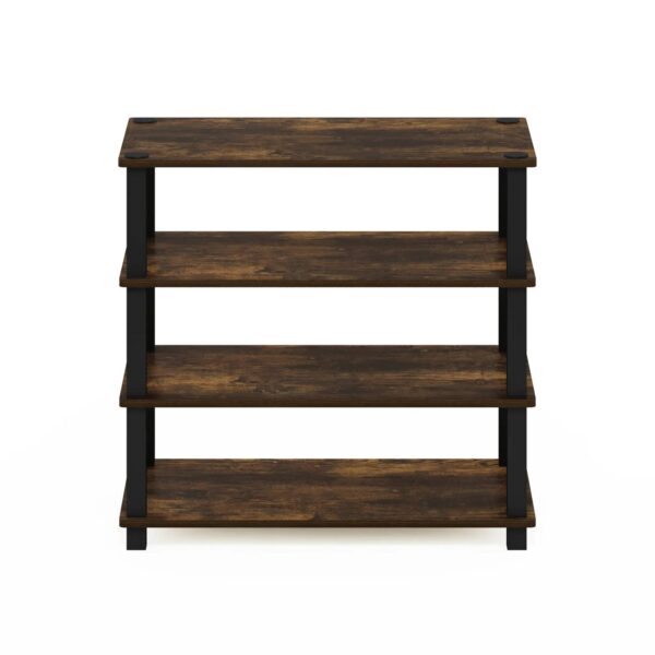 Stackable 4-Shelf Black Brown Wood Shoe Rack - Holds up to 12 Pair of Shoes - Image 4