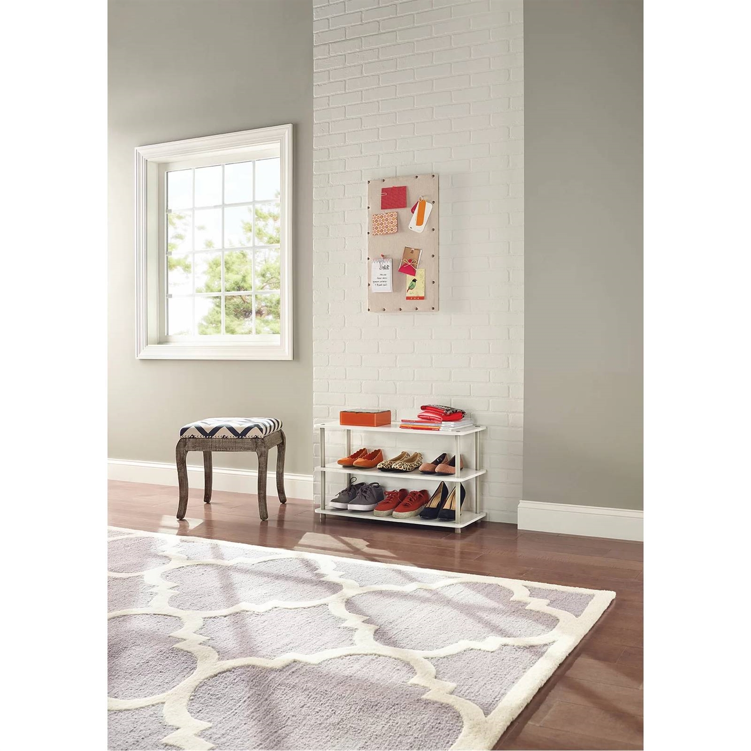 White 3-Shelf Modern Shoe Rack - Holds up to 12 Pair of Shoes - Image 5