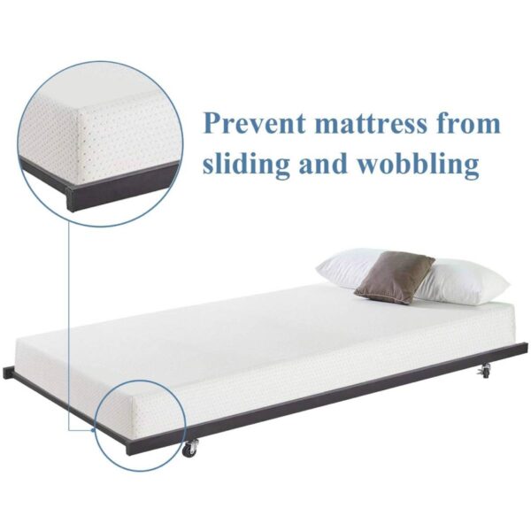 Twin size Roll-out Trundle Bed Frame in Black Metal Finish - Image 2