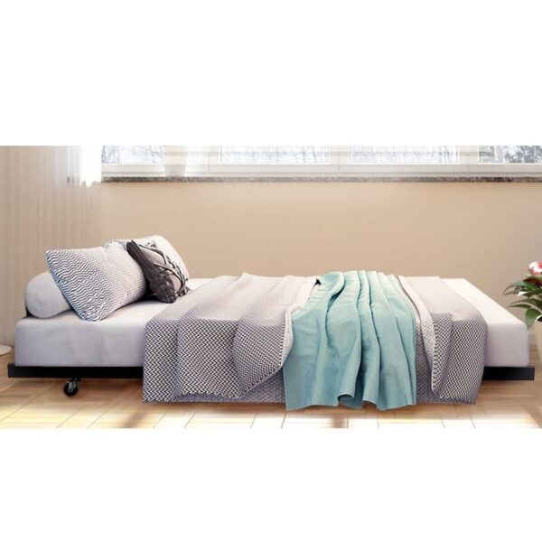 Twin size Roll-out Trundle Bed Frame in Black Metal Finish - Image 3