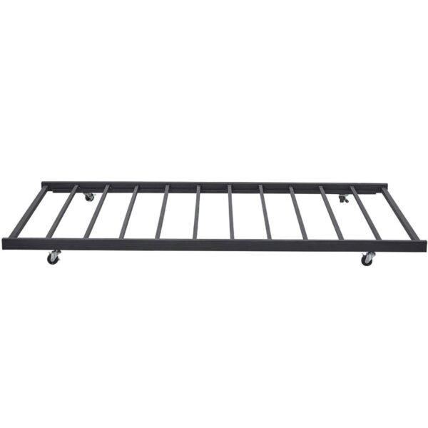 Twin size Roll-out Trundle Bed Frame in Black Metal Finish - Image 4