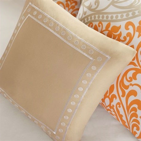 Twin size 4-Piece Orange White Damask Print Comforter Set - Image 3