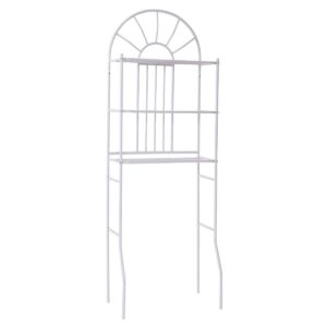 Over Toilet Bathroom Space Saving Storage Shelving Unit in White Metal Finish
