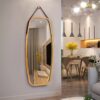 Wall Hanging Bedroom Bathroom Rectangular Mirror with Bamboo Frame 39 x 18 inch - Image 2