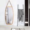 Wall Hanging Bedroom Bathroom Rectangular Mirror with Bamboo Frame 39 x 18 inch - Image 3