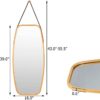 Wall Hanging Bedroom Bathroom Rectangular Mirror with Bamboo Frame 39 x 18 inch - Image 4