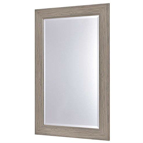 Rectangle 35 x 23 inch Bathroom Wall Mirror with Wood Frame - Image 2