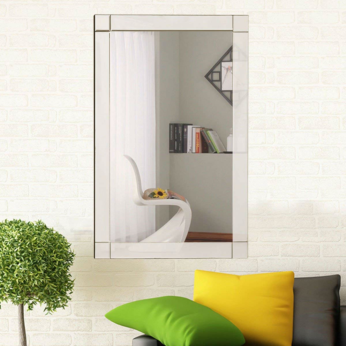 Frameless 35 x 24 inch Rectangle Bathroom Wall Mirror - Image 2