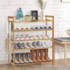 Bamboo 5-Shelf Multifunctional Shoe Rack - Holds up to 20 Pair of Shoes - Image 2