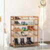 Bamboo 5-Shelf Multifunctional Shoe Rack - Holds up to 20 Pair of Shoes - Image 3