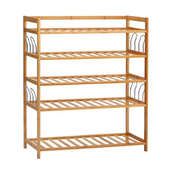 Bamboo 5-Shelf Multifunctional Shoe Rack - Holds up to 20 Pair of Shoes - Image 5