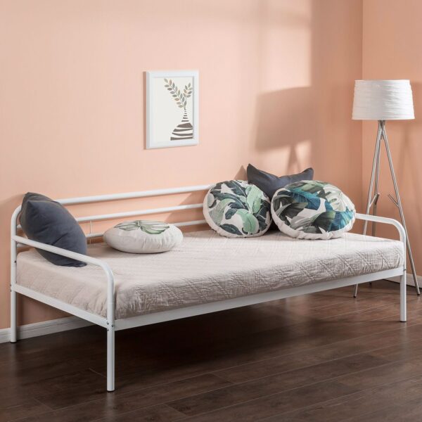 Twin size White Metal Daybed Frame with Steel Support Slats - Image 2