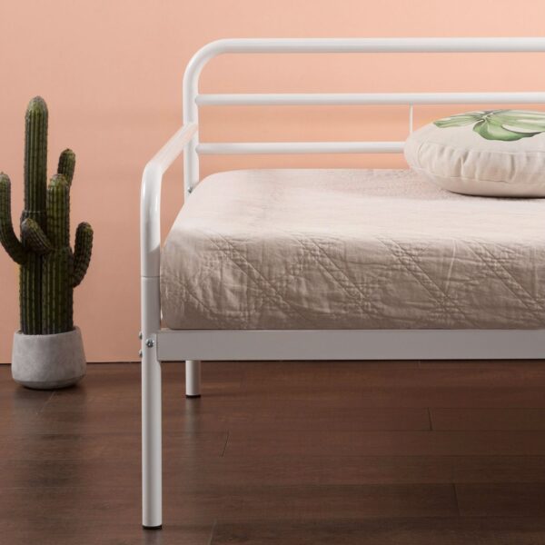 Twin size White Metal Daybed Frame with Steel Support Slats - Image 3