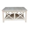 Square Unfinished Solid Wood Coffee Table with Bottom Shelf - Image 2