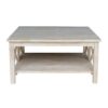 Square Unfinished Solid Wood Coffee Table with Bottom Shelf - Image 3