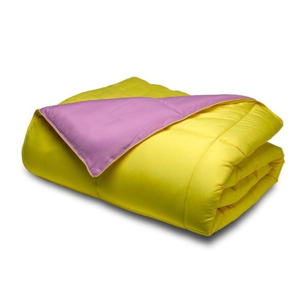 Full/Queen size 3-Piece Purple/Yellow Microfiber Comforter Set with 2 Shams - Image 2