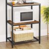3-Shelf Black Metal Rustic Brown Wood Kitchen Baker's Rack Microwave Stand - Image 3
