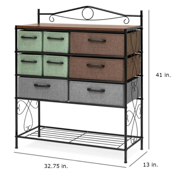 8-Drawer Wood/Metal Storage Dresser Entryway Cabinet Chest with Fabric Drawer - Image 2