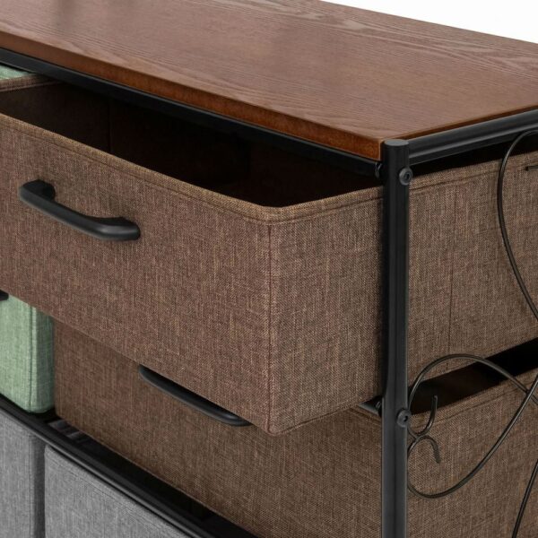 8-Drawer Wood/Metal Storage Dresser Entryway Cabinet Chest with Fabric Drawer - Image 3