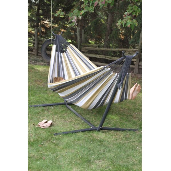 Desert Moon Pattern Cotton Hammock with 9-FT Steel Stand - Image 2