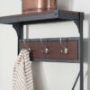 Rustic Dark Brown Espresso Black Metal Frame Entryway Storage Hall Tree - Image 3