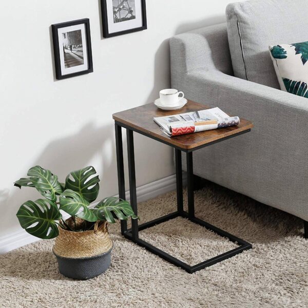 Modern Industrial Side Table Nightstand TV Tray on Wheels - Image 4