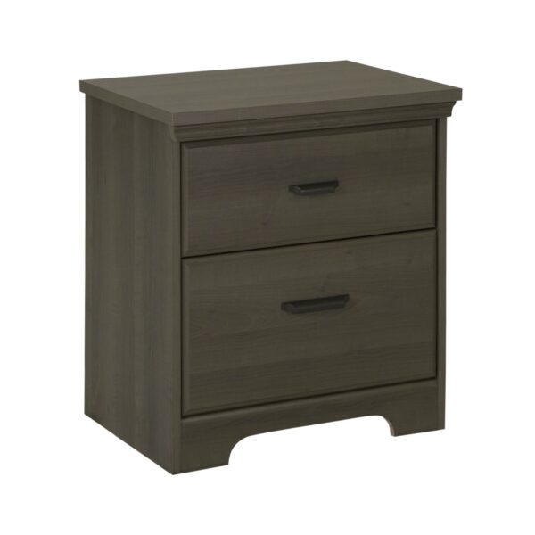 2-Drawer Bedroom Nightstand in Gray Maple Wood Finish - Image 2