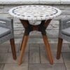 Round 30-inch Bistro Style Outdoor Patio Table with Marble Tile Top - Image 2