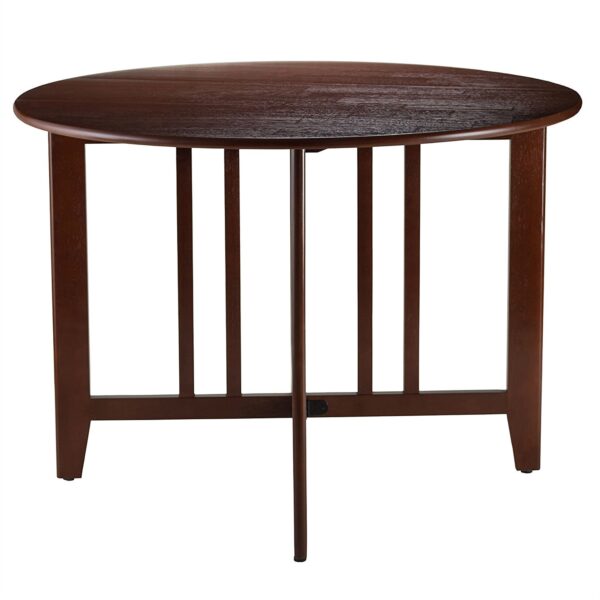 Mission Style Round 42-inch Double Drop Leaf Dining Table - Image 2
