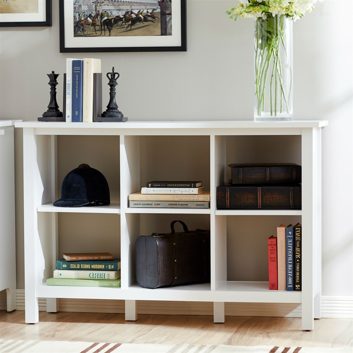 Adjustable Shelf 6-Cube Bookcase Storage Unit Sideboard in White - Image 2