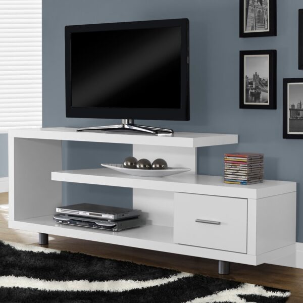 White Modern TV Stand - Fits up to 60-inch Flat Screen TV - Image 2