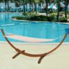 Outdoor 11.8-ft Modern Arc Hammock Stand with Beige Cotton Blend Hammock - Image 5