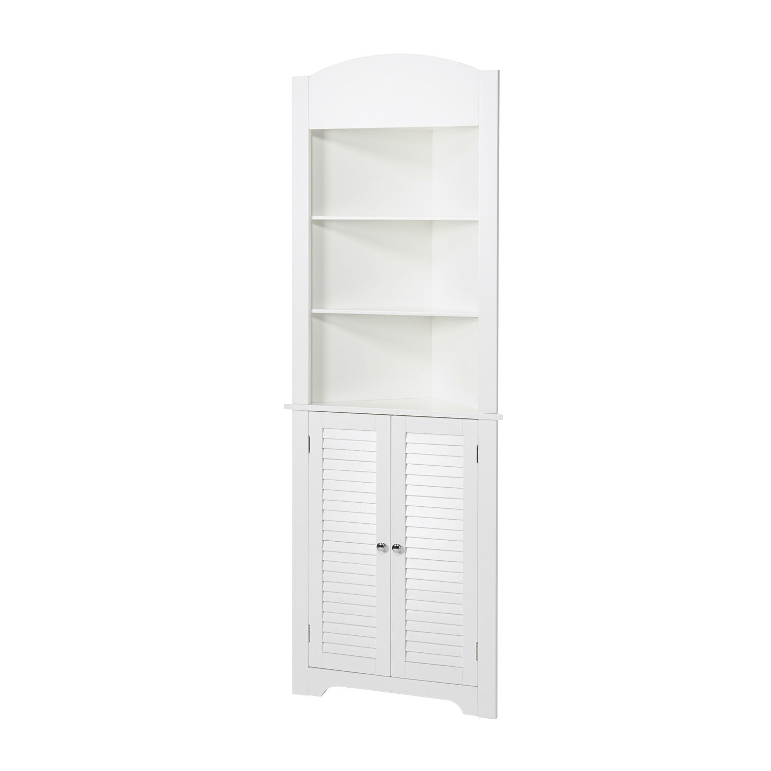 Bathroom Linen Tower Corner Storage Cabinet with 3 Open Shelves in White - Image 2