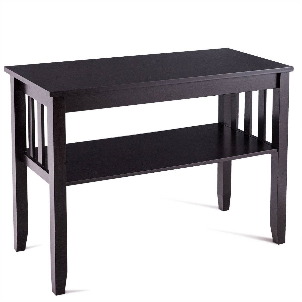 Espresso Wood Console Hall / Sofa Table w/ 3 Foldable Baskets - Image 3