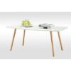 White Top Mid-Century Coffee Table with Solid Wood Legs - Image 3