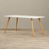 White Top Mid-Century Coffee Table with Solid Wood Legs - Image 4