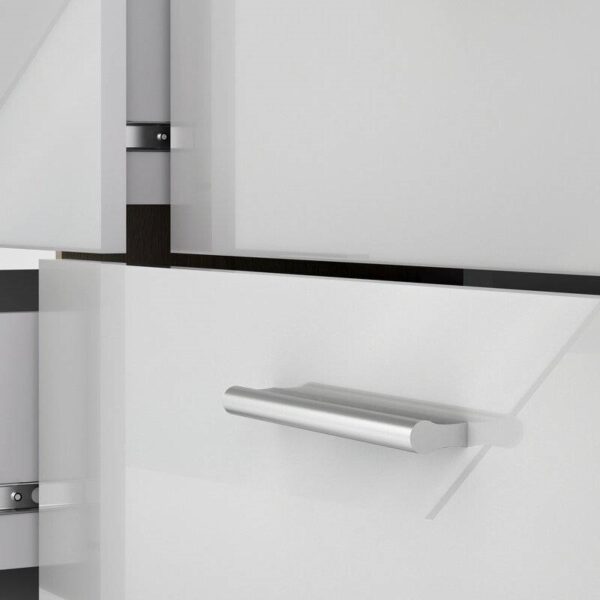 White Modern Bedroom 8-Drawer Double Dresser with Oak Finish Sides and Top - Image 3