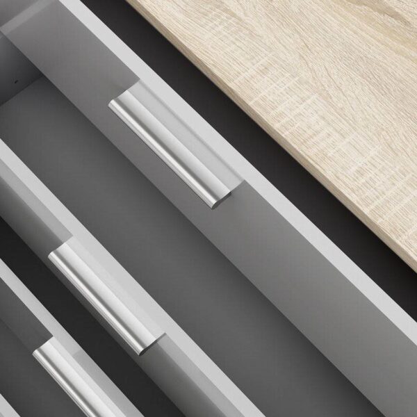 White Modern Bedroom 8-Drawer Double Dresser with Oak Finish Sides and Top - Image 4
