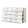White Modern Bedroom 8-Drawer Double Dresser with Oak Finish Sides and Top - Image 5