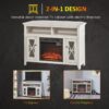 Rustic White Electric Fireplace Mantel TV Stand w/ Adjustable Shelves 2 Storage Cabinets - Image 4