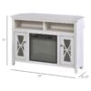 Rustic White Electric Fireplace Mantel TV Stand w/ Adjustable Shelves 2 Storage Cabinets - Image 5