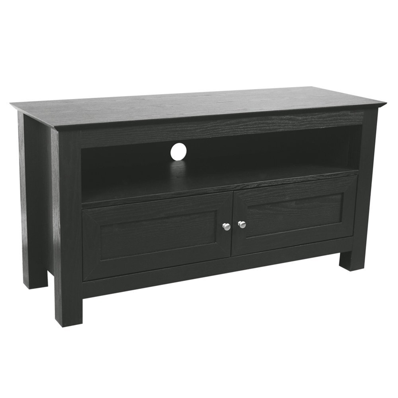 44-inch Flat Screen TV Stand in Black Wood Grain Finish - Image 2