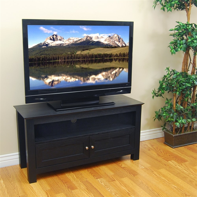 44-inch Flat Screen TV Stand in Black Wood Grain Finish - Image 3