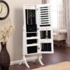 White Full Length Tilting Cheval Style Floor Mirror with Jewelry Storage - Image 2