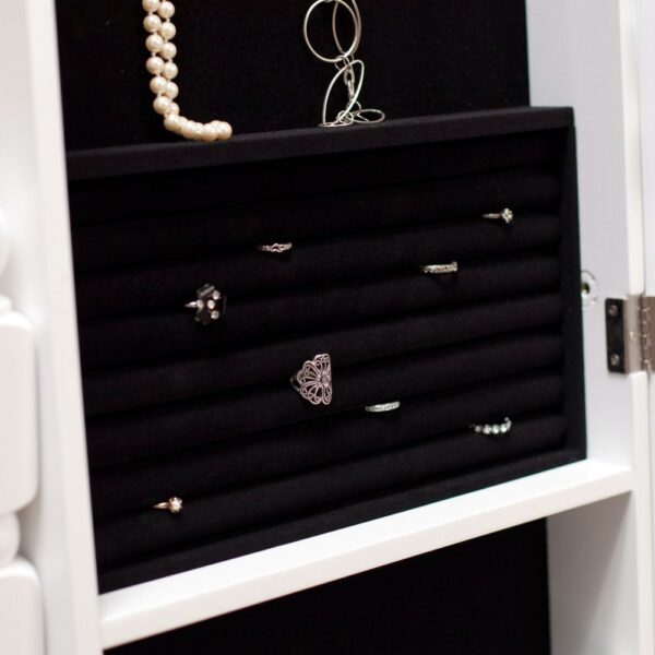White Full Length Tilting Cheval Style Floor Mirror with Jewelry Storage - Image 4