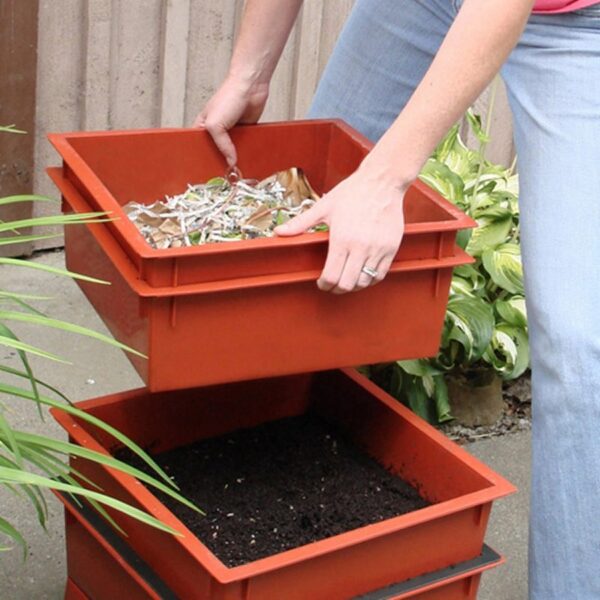 Terra Cotta Composter Worm Compost Bin Made from Food Grade Plastic - Image 3