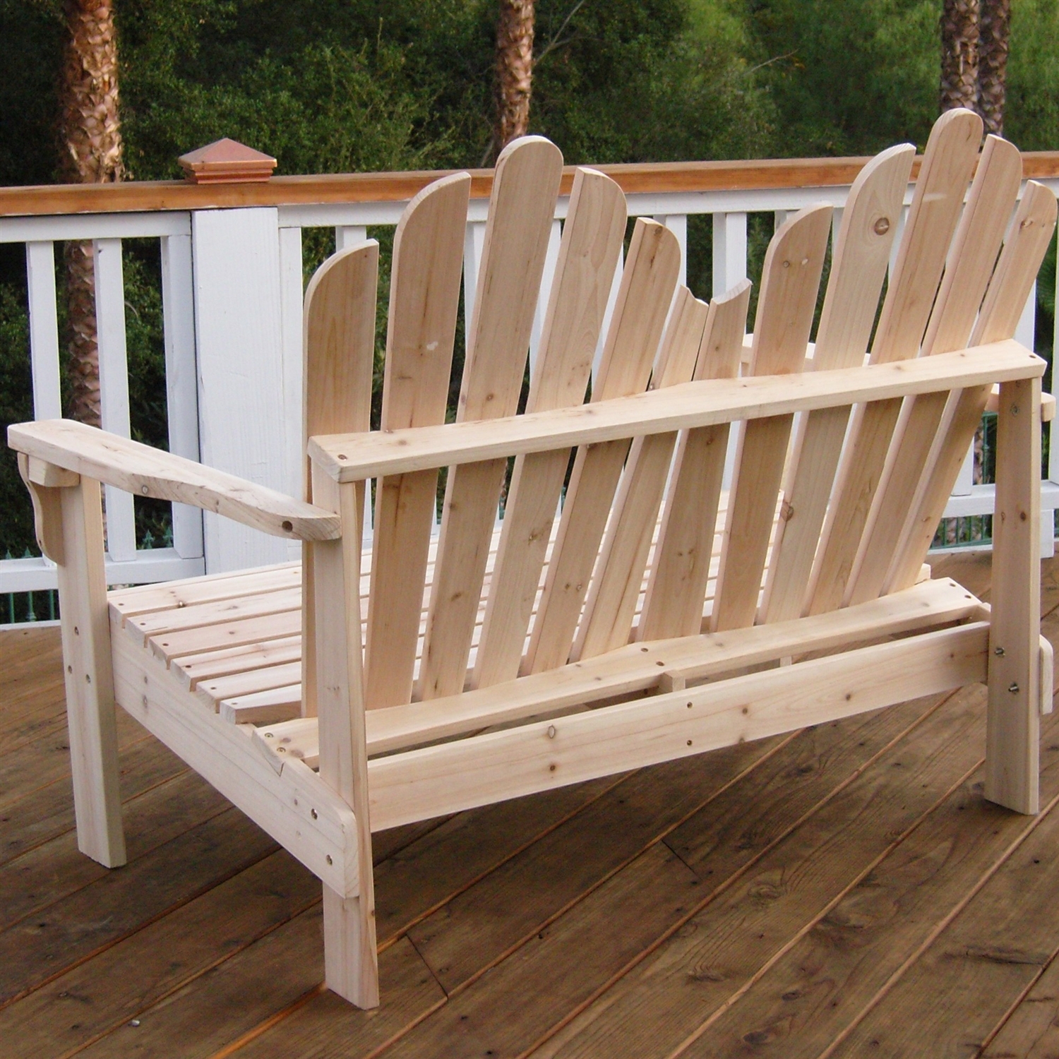 2-Seat Adirondack Style Outdoor Cedar Wood Garden Bench - Image 2