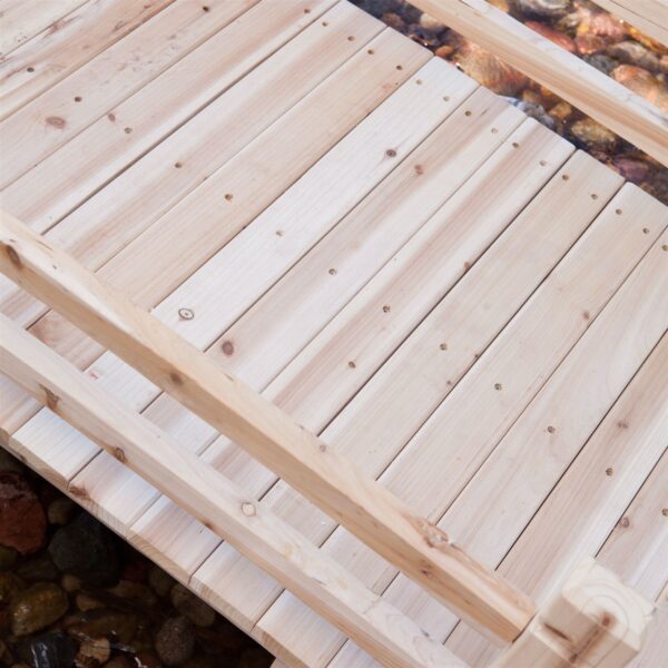 12-Ft Wooden Garden Bridge with Rails in Unfinished Fir Wood - Image 3