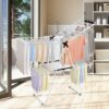 White 2 Level Foldable Clothes Drying Rack Adjustable Height - Image 2